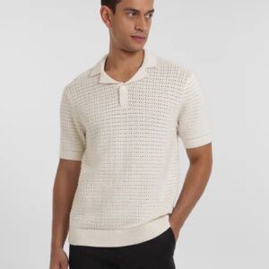 Men’s Knit Cream Polo Shirt